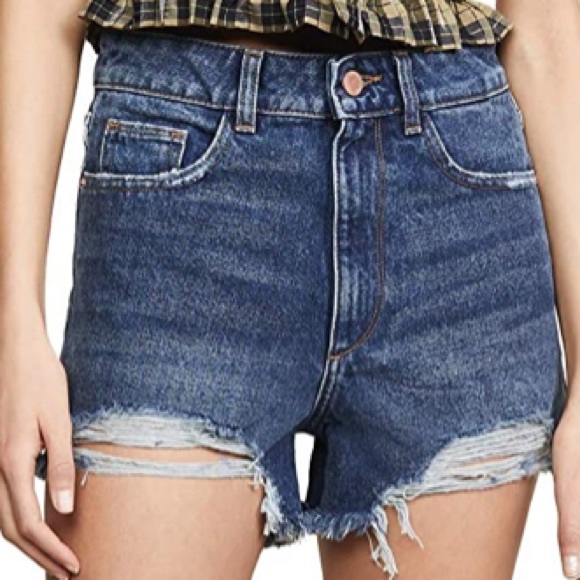 DL1961 Cleo solana high rise jean shorts distressed - Picture 8 of 9